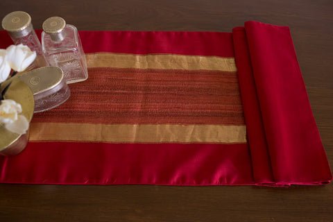 Over-dyed Maheshwari (Red) | Woven Tussar Panel