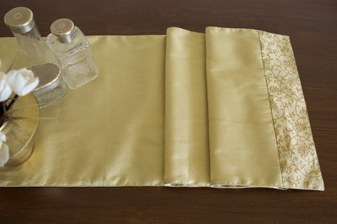 Woven Tissue Runner (Natural/Gold) | Block Printed Borders
